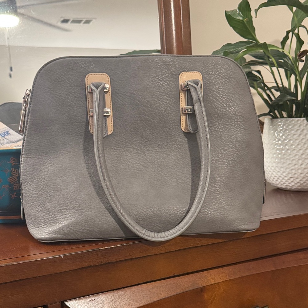Chic Gray Leather Satchel